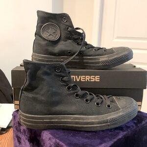 Converse Chuck Taylor Monochrome Black High Top Shoes Size 6.5